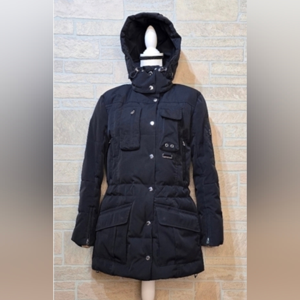 Bogner Down Parka Women’s 8 Black Leopard Lined Ski Jacket 80/20 Goose Down